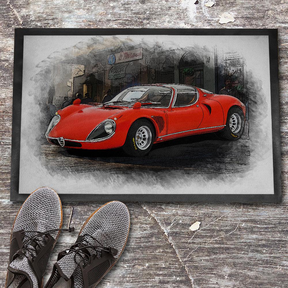 ALFA ROMEO 33 COUPÈ STRADALE 1967 C VERSION Skilte, Musemåtte, Dørmåtte-Skilte-Alfa Romeo-Garage Culture Shop- garage - man cave - merchandise