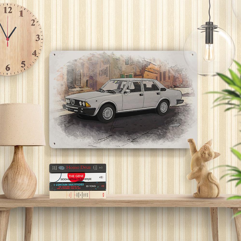 ALFA ROMEO 6 2.5 1979 Skilte, Musemåtte, Dørmåtte , Plakat-Skilte-Alfa Romeo-Garage Culture Shop- garage - man cave - merchandise