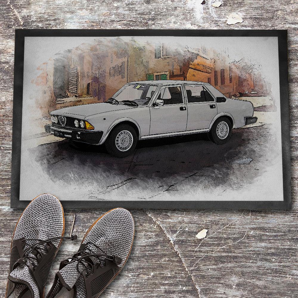 ALFA ROMEO 6 2.5 1979 Skilte, Musemåtte, Dørmåtte , Plakat-Skilte-Alfa Romeo-Garage Culture Shop- garage - man cave - merchandise