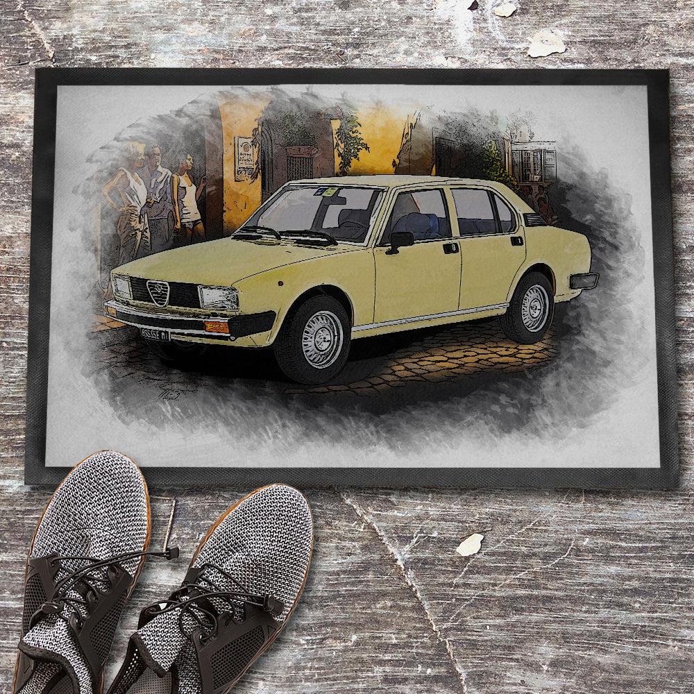 ALFA ROMEO ALFETTA 2.0 L 1978 Skilte, Musemåtte, Dørmåtte-Skilte-Alfa Romeo-Garage Culture Shop- garage - man cave - merchandise