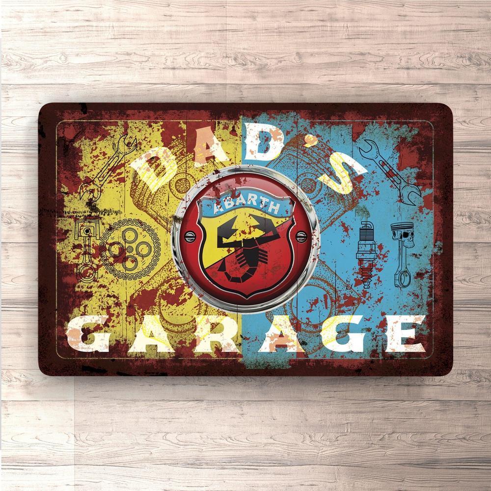 Abarth Dads Garage Vintage Skilte, Musemåtte, Dørmåtte , Plakat-Skilte-Abarth-Garage Culture Shop- garage - man cave - merchandise