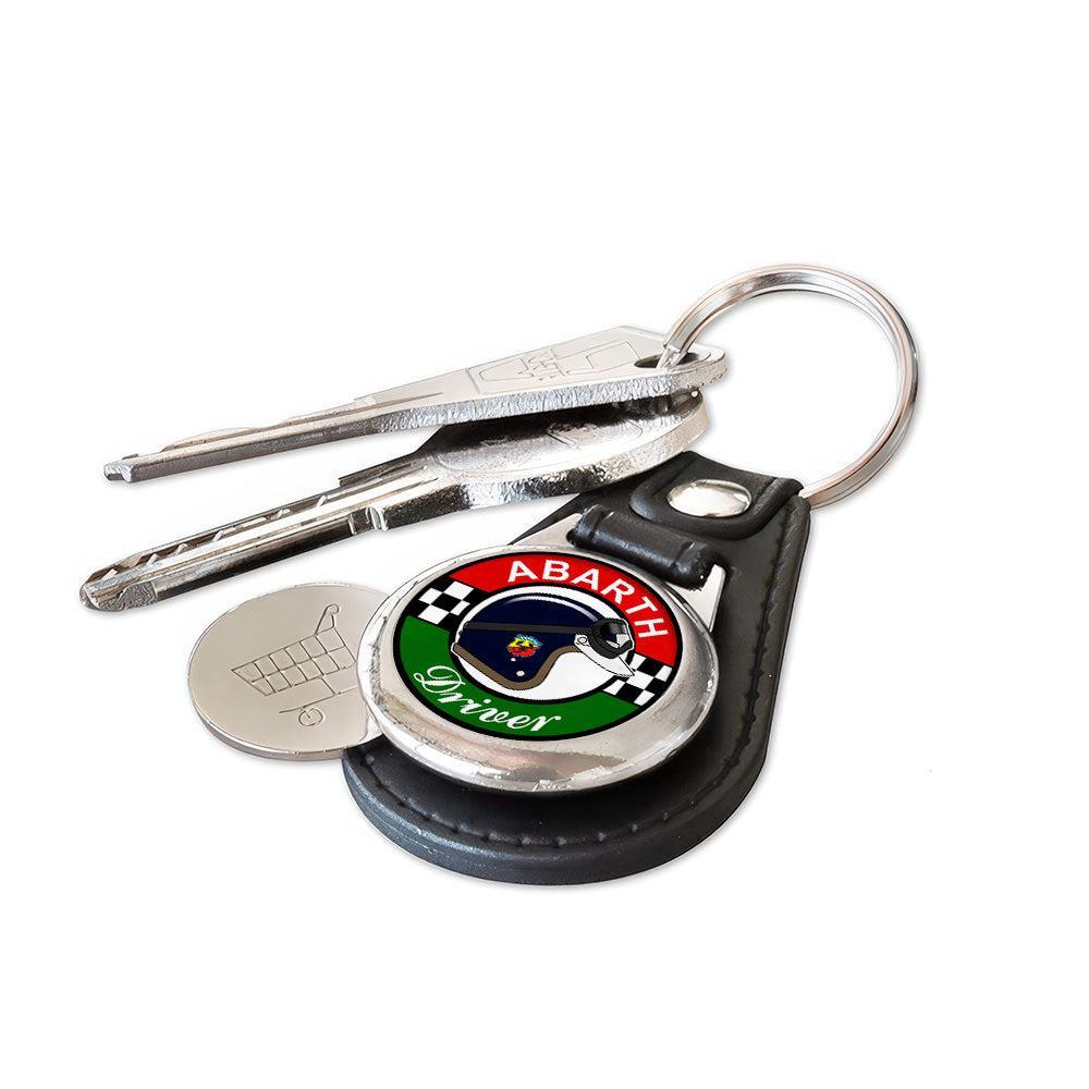 Abarth Driver - Nøglering med Indkøbsvognsmønt – Metal & Kunstlæder-Nøglering-Abarth-Garage Culture Shop- garage - man cave - merchandise
