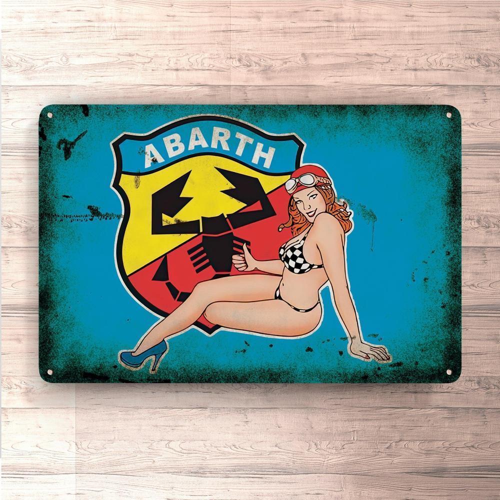 Abarth Pin-Up Vintage Skilte, Musemåtte, Dørmåtte-Skilte-Abarth-Garage Culture Shop- garage - man cave - merchandise
