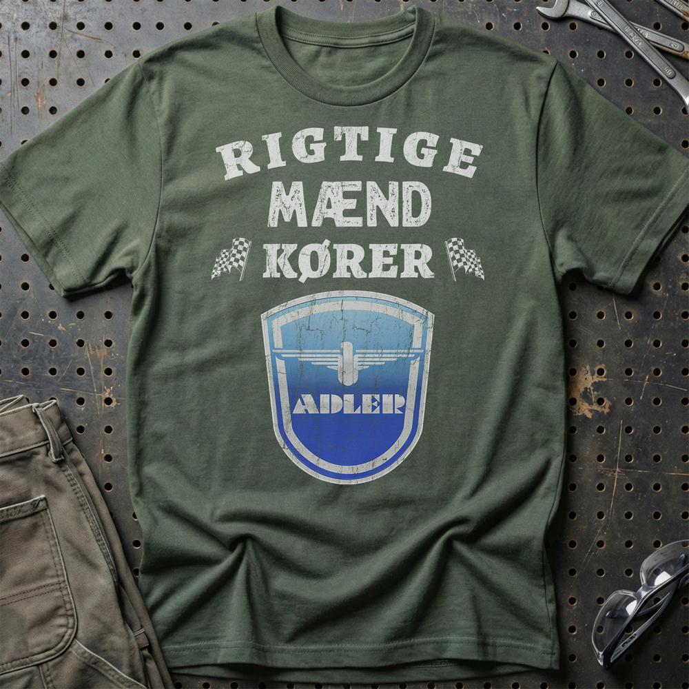 Adler Rigtige Mænd Kører - Unisex T-Shirt , Bomuld-Beklædning-Adler-Grøn Militær-S-Garage Culture Shop- garage - man cave - merchandise