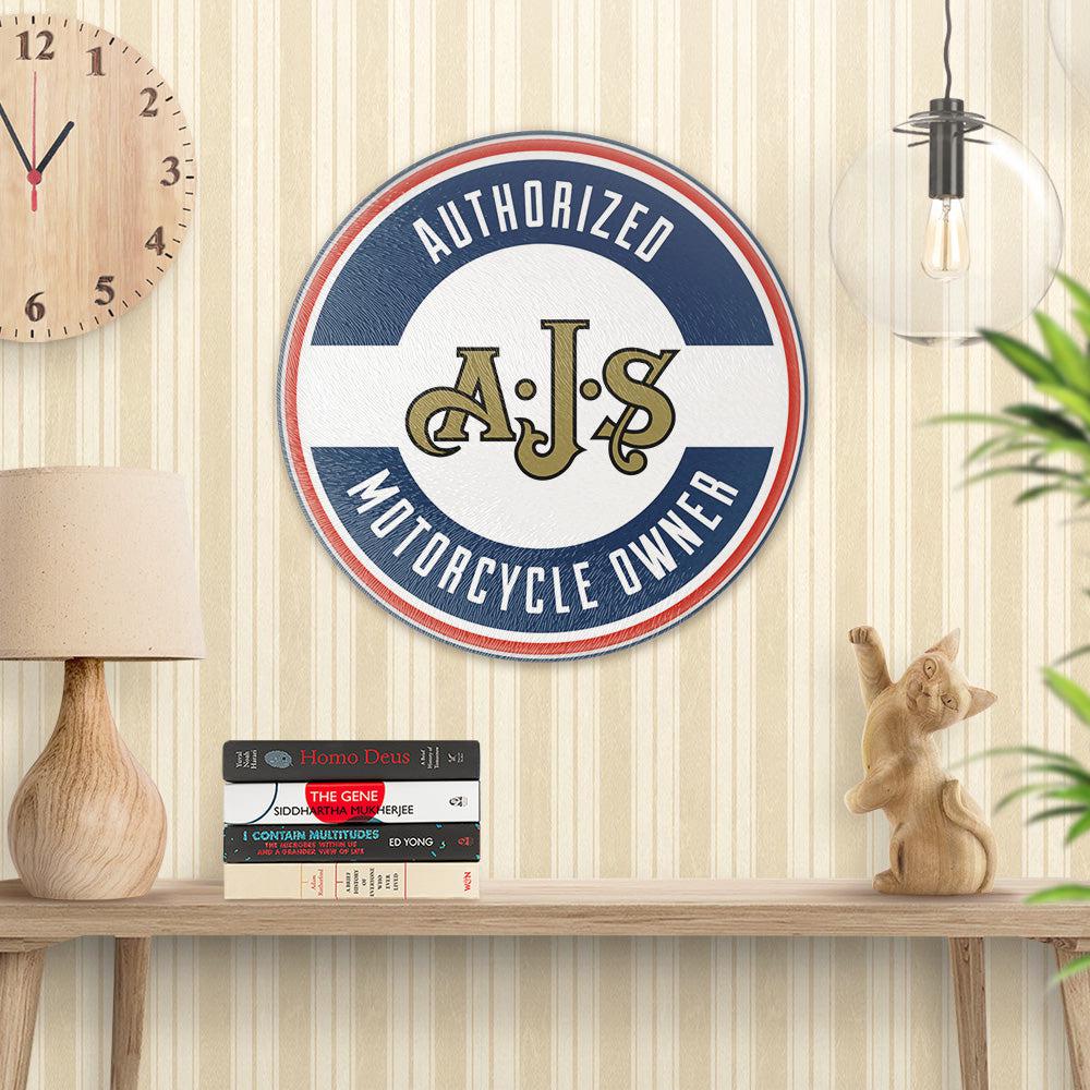 Ajs Authorized Motorcycle Owner, Runde Skilte , Musemåtte Rundt , Kop Underlag, Underlagssæt-Runde Skilte-AJS-Garage Culture Shop- garage - man cave - merchandise