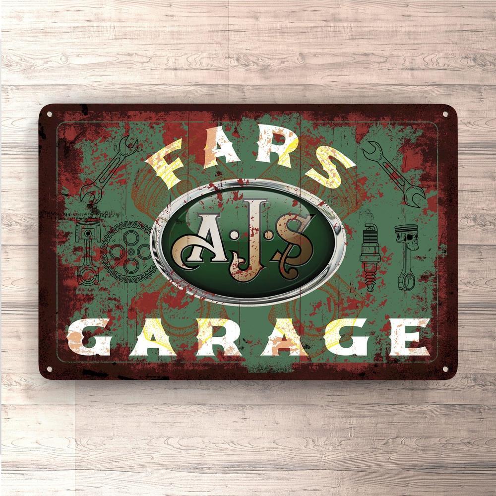 Ajs Fars Garage Vintage Skilte, Musemåtte, Dørmåtte , Plakat-Skilte-AJS-Garage Culture Shop- garage - man cave - merchandise