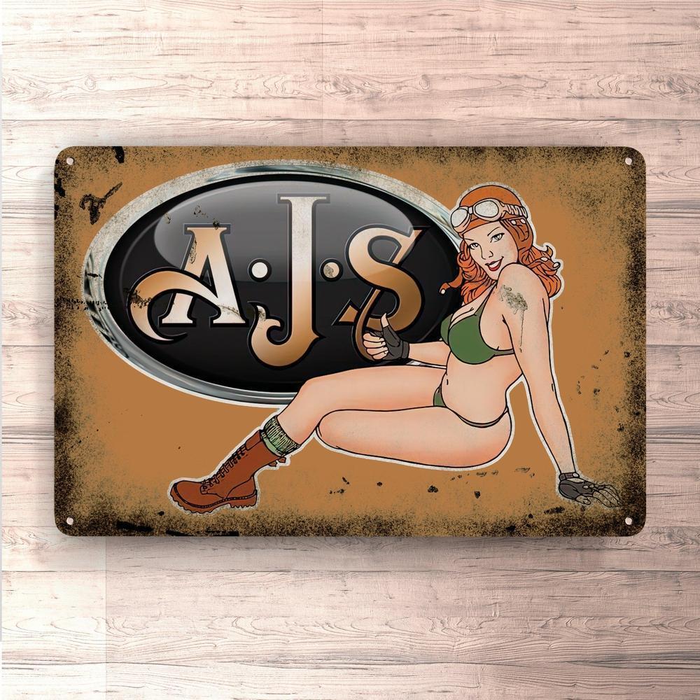 Ajs Pin-Up Vintage Skilte, Musemåtte, Dørmåtte-Skilte-AJS-Garage Culture Shop- garage - man cave - merchandise