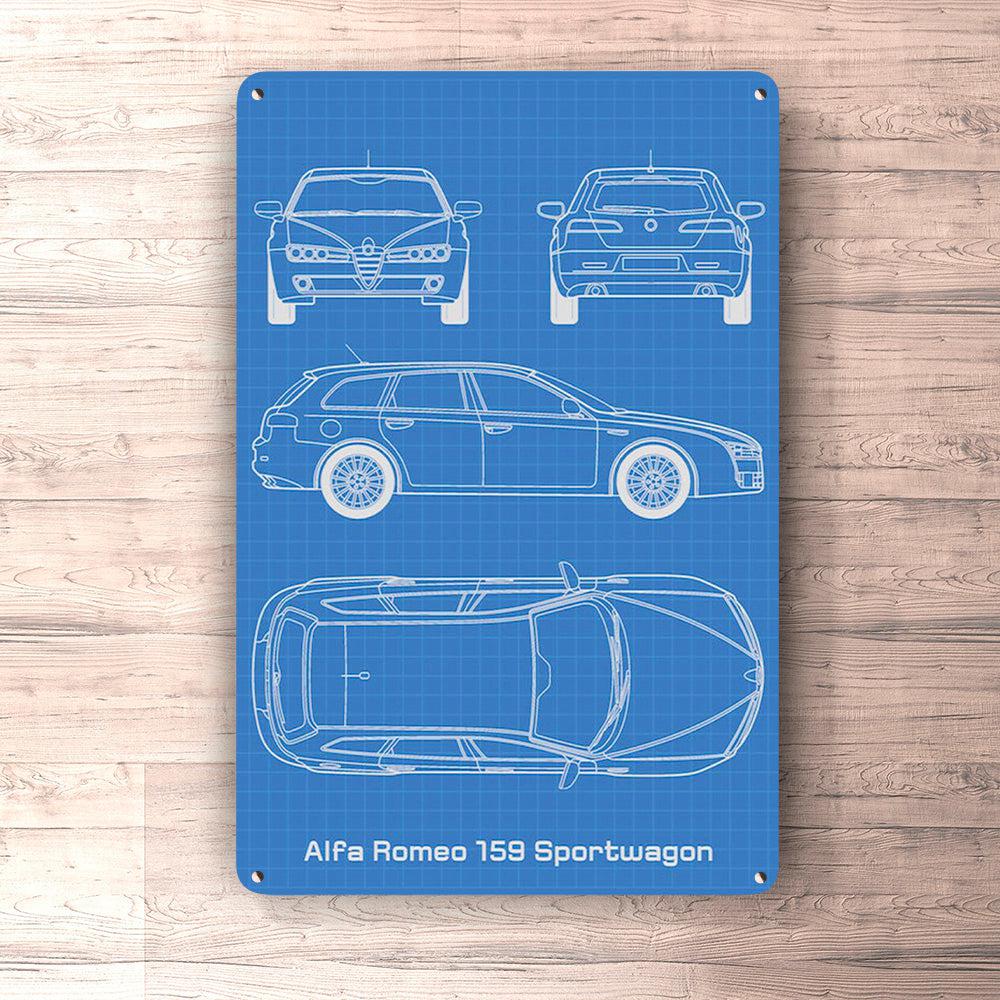 Alfa Romeo 159 Sportwagon Blueprint Skilte, Musemåtte, Dørmåtte-Blueprint-Alfa Romeo-Garage Culture Shop- garage - man cave - merchandise