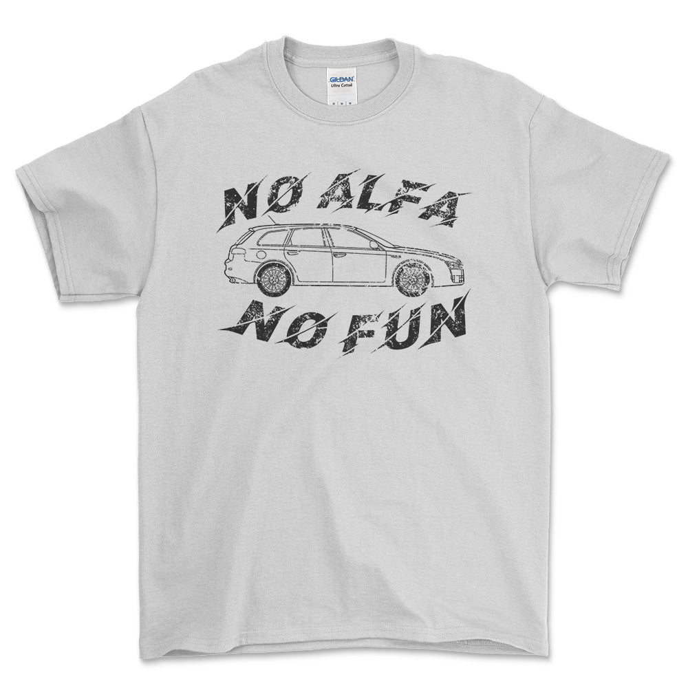 Alfa Romeo 159 Sportwagon No Alfa No Fun Unisex T-Shirt , Bomuld-Beklædning-Alfa Romeo-Hvid-S-Forside-Garage Culture Shop- garage - man cave - merchandise