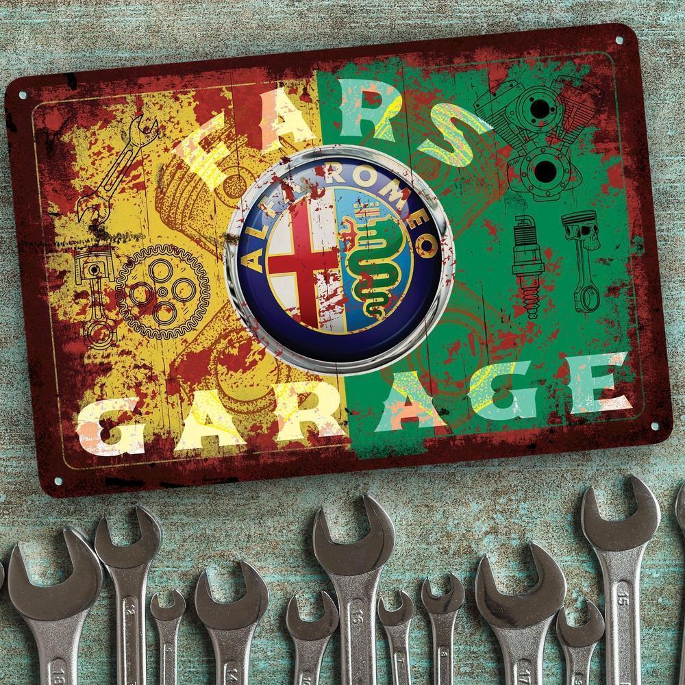 Alfa Romeo Fars Garage Vintage Skilte, Musemåtte, Dørmåtte-Skilte-Alfa Romeo-Garage Culture Shop- garage - man cave - merchandise
