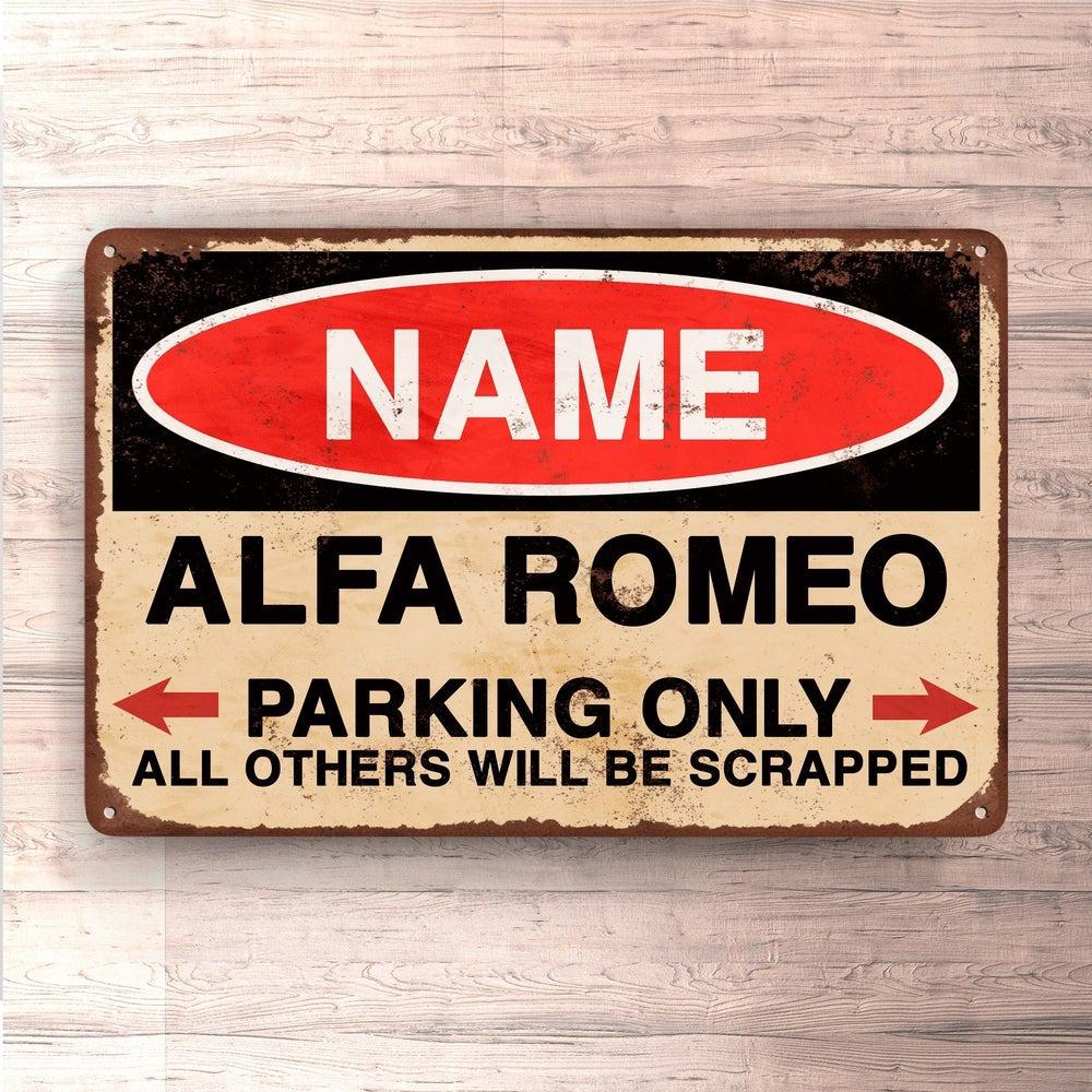 Alfa Romeo - Parking Only - Skilte, Musemåtte, Dørmåtte-Skilte-Alfa Romeo-Garage Culture Shop- garage - man cave - merchandise