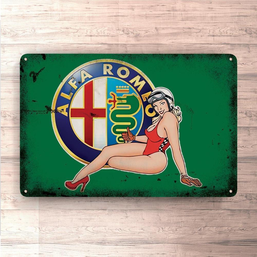 Alfa Romeo Pin-Up Vintage Skilte, Musemåtte, Dørmåtte-Skilte-Alfa Romeo-Garage Culture Shop- garage - man cave - merchandise