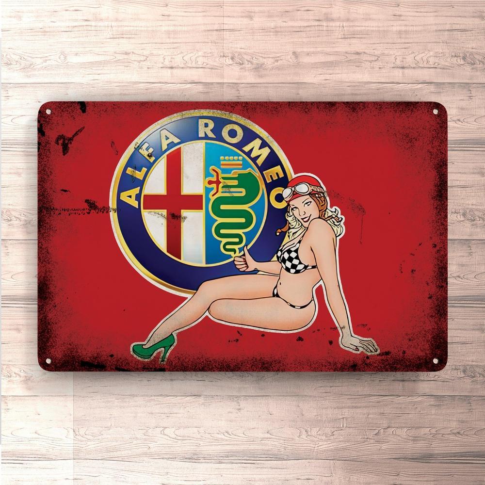 Alfa Romeo Pin-Up Vintage Skilte, Musemåtte, Dørmåtte-Skilte-Alfa Romeo-Garage Culture Shop- garage - man cave - merchandise