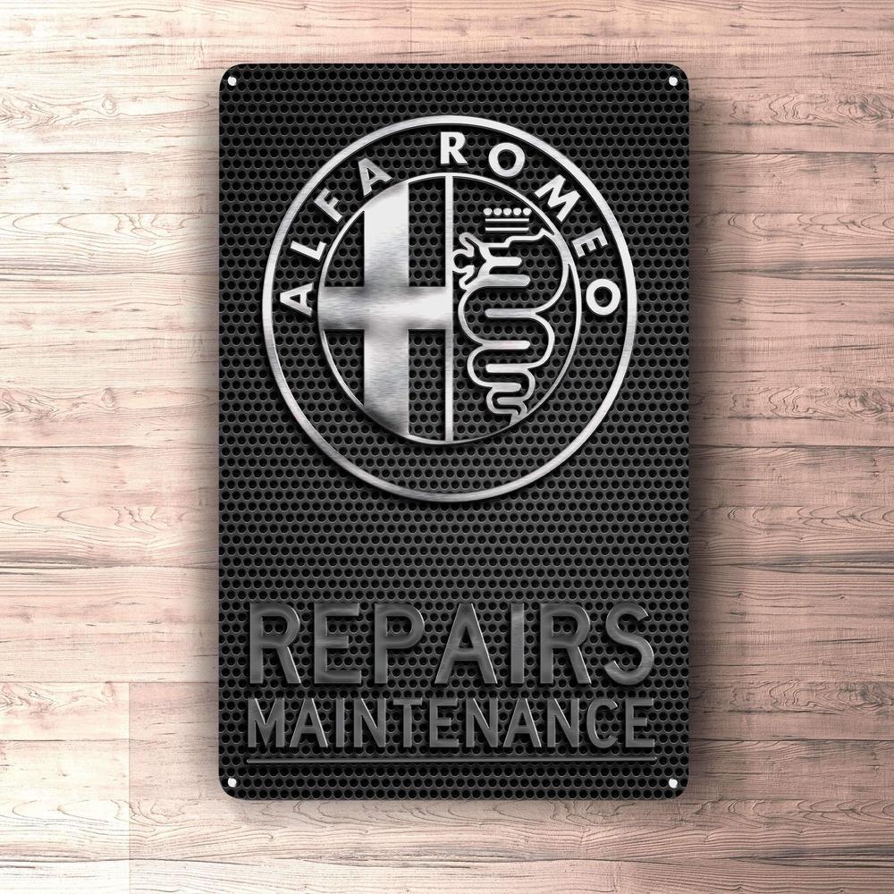 Alfa Romeo Repairs Maintenance Skilte, Musemåtte, Dørmåtte , Plakat-Skilte-Alfa Romeo-Garage Culture Shop- garage - man cave - merchandise