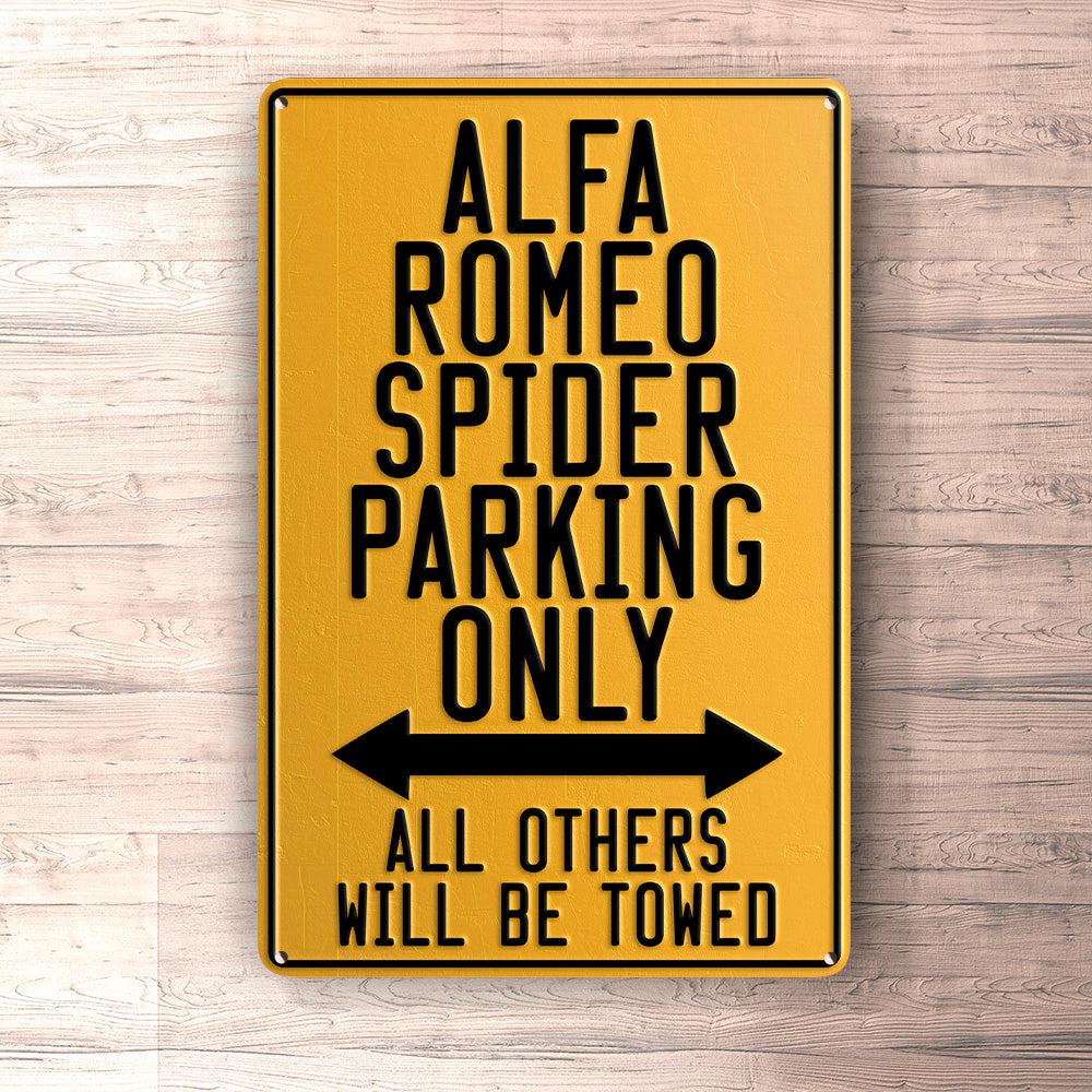 Alfa Romeo Spider Parking Only Skilte, Musemåtte, Dørmåtte , Plakat-Parking skilte-Alfa Romeo-Garage Culture Shop- garage - man cave - merchandise