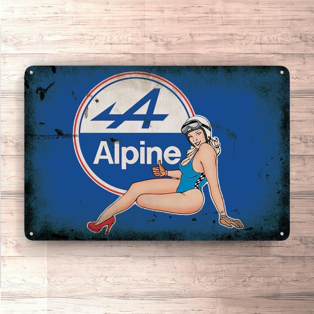 Alpine Pin-Up Vintage Skilte, Musemåtte, Dørmåtte-Skilte-Alpine-Garage Culture Shop- garage - man cave - merchandise