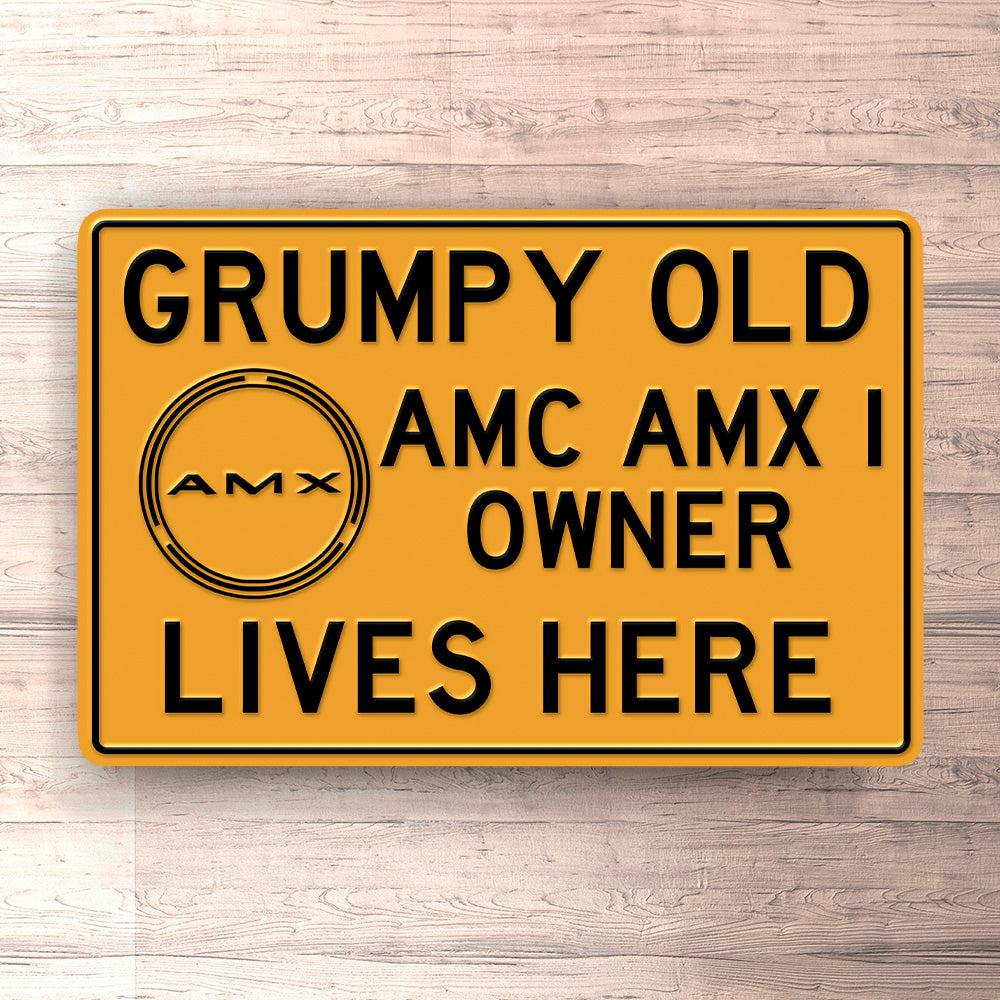 Amc Gremlin Grumpy Old Amc AMX 1 Owner Lives Here Skilte, Musemåtte, Dørmåtte-Skilte-AMC-Garage Culture Shop- garage - man cave - merchandise