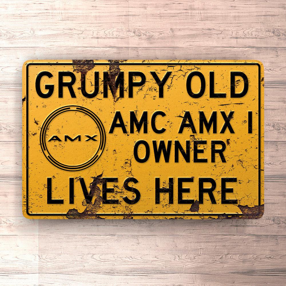 Amc Gremlin Grumpy Old Amc AMX 1 Owner Lives Here Skilte, Musemåtte, Dørmåtte-Skilte-AMC-Garage Culture Shop- garage - man cave - merchandise