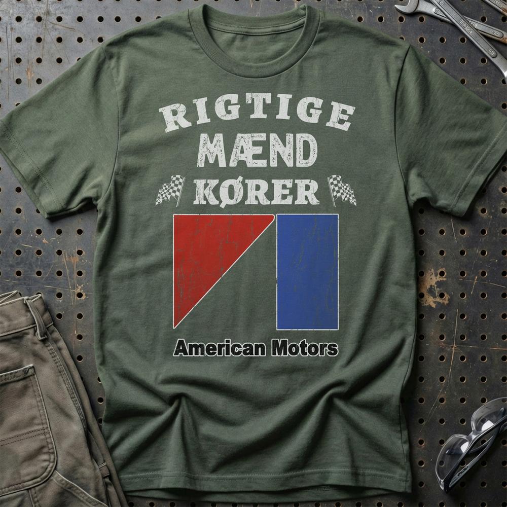 American Motors Rigtige Mænd Kører Unisex T-Shirt , Bomuld-Beklædning-AMC-Grøn Militær-S-Garage Culture Shop- garage - man cave - merchandise