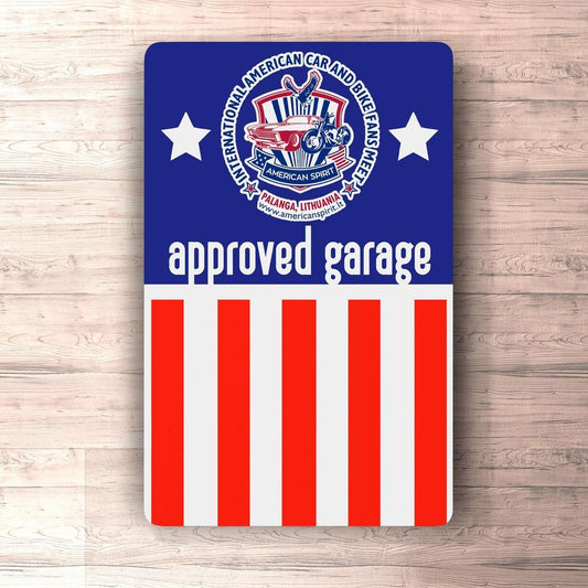 American Spirit Approved Garage Skilte, Musemåtte, Dørmåtte , Plakat-Club Merchandise-American Spirit-Garage Culture Shop- garage - man cave - merchandise