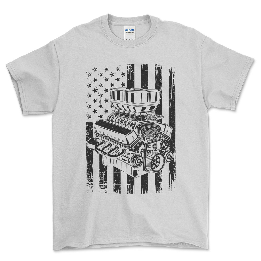 American V8 T-Shirt , Bomuld-Beklædning-Garage Culture-Hvid-S-Forside-Garage Culture Shop- garage - man cave - merchandise