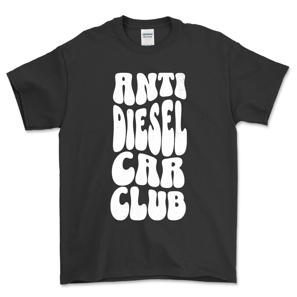 Anti Diesel Car Club - Unisex T-Shirt , Bomuld-Beklædning-Garage Culture-Sort-S-Forside-Garage Culture Shop- garage - man cave - merchandise