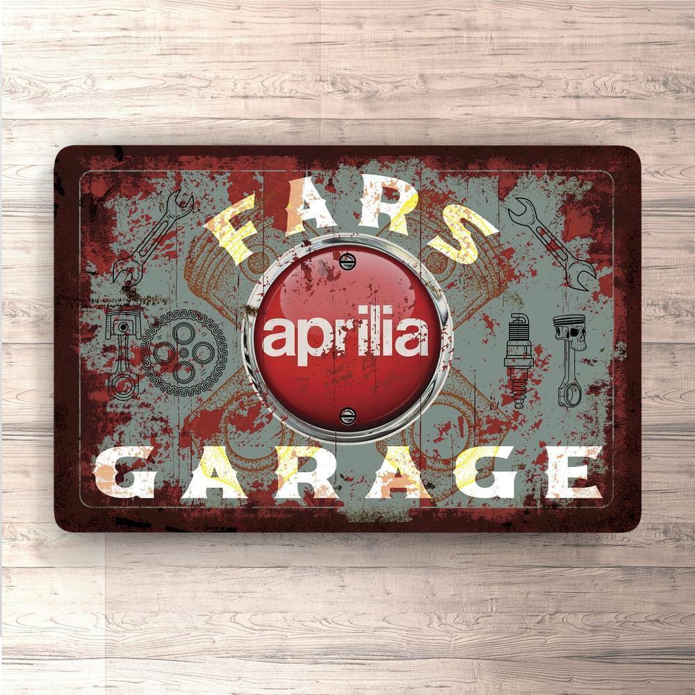 Aprilia Fars Garage Vintage Skilte, Musemåtte, Dørmåtte-Skilte-Aprilia-Garage Culture Shop- garage - man cave - merchandise