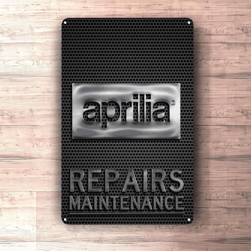 Aprilia Repairs Maintenance Skilte, Musemåtte, Dørmåtte , Plakat-Skilte-Aprilia-Garage Culture Shop- garage - man cave - merchandise