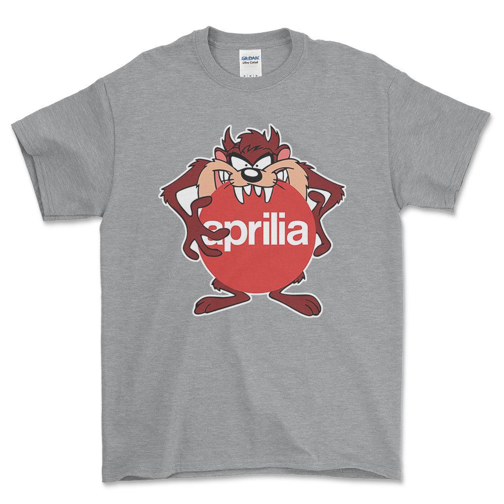 Aprilia TAZ Unisex T-Shirt , Bomuld-Beklædning-Aprilia-Grå Sport-S-Forside-Garage Culture Shop- garage - man cave - merchandise