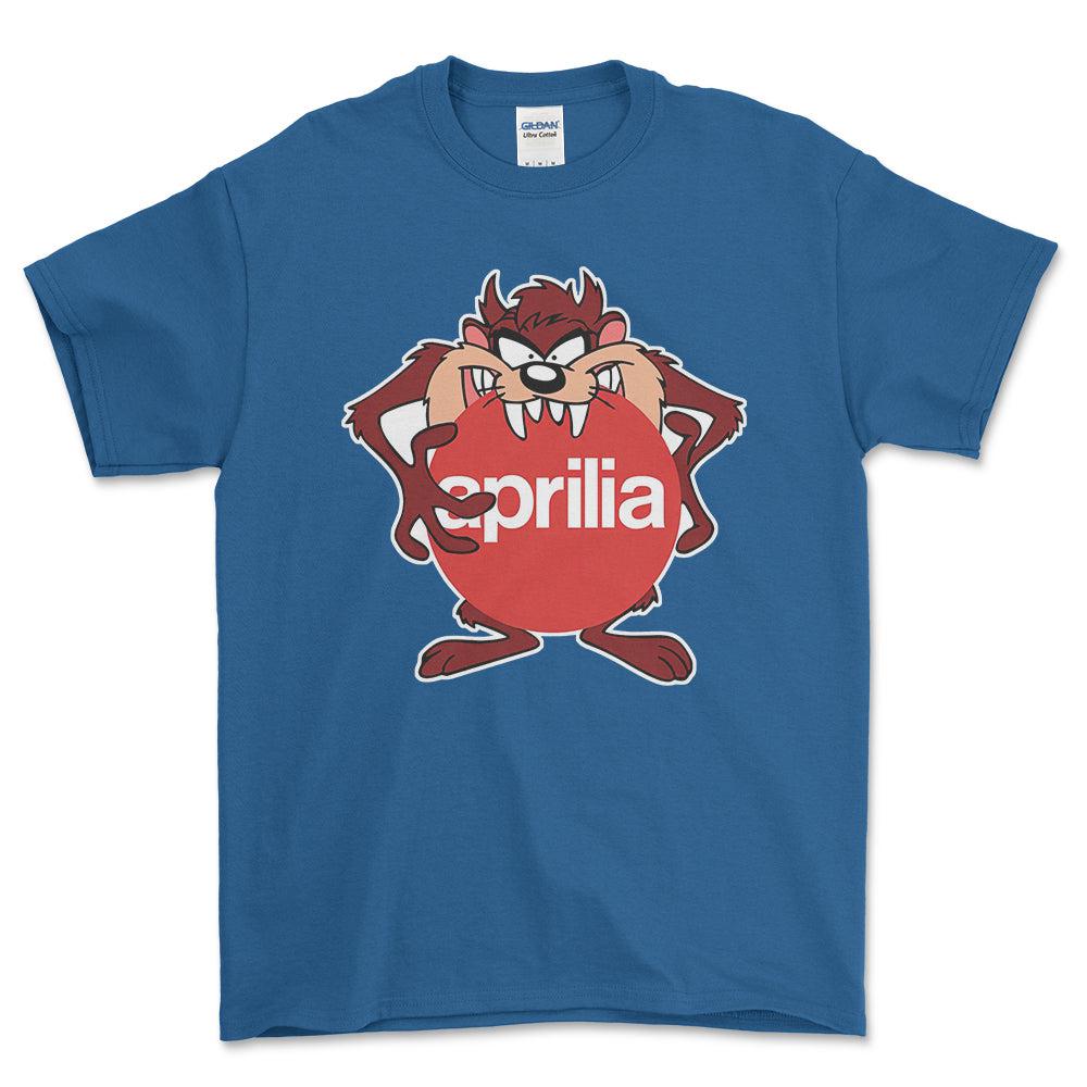 Aprilia TAZ Unisex T-Shirt , Bomuld-Beklædning-Aprilia-Blå Royal-S-Forside-Garage Culture Shop- garage - man cave - merchandise