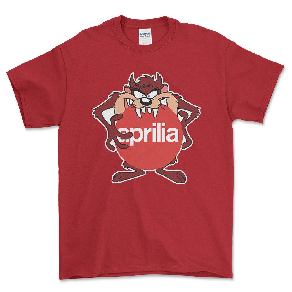 Aprilia TAZ Unisex T-Shirt , Bomuld-Beklædning-Aprilia-Rød-S-Forside-Garage Culture Shop- garage - man cave - merchandise