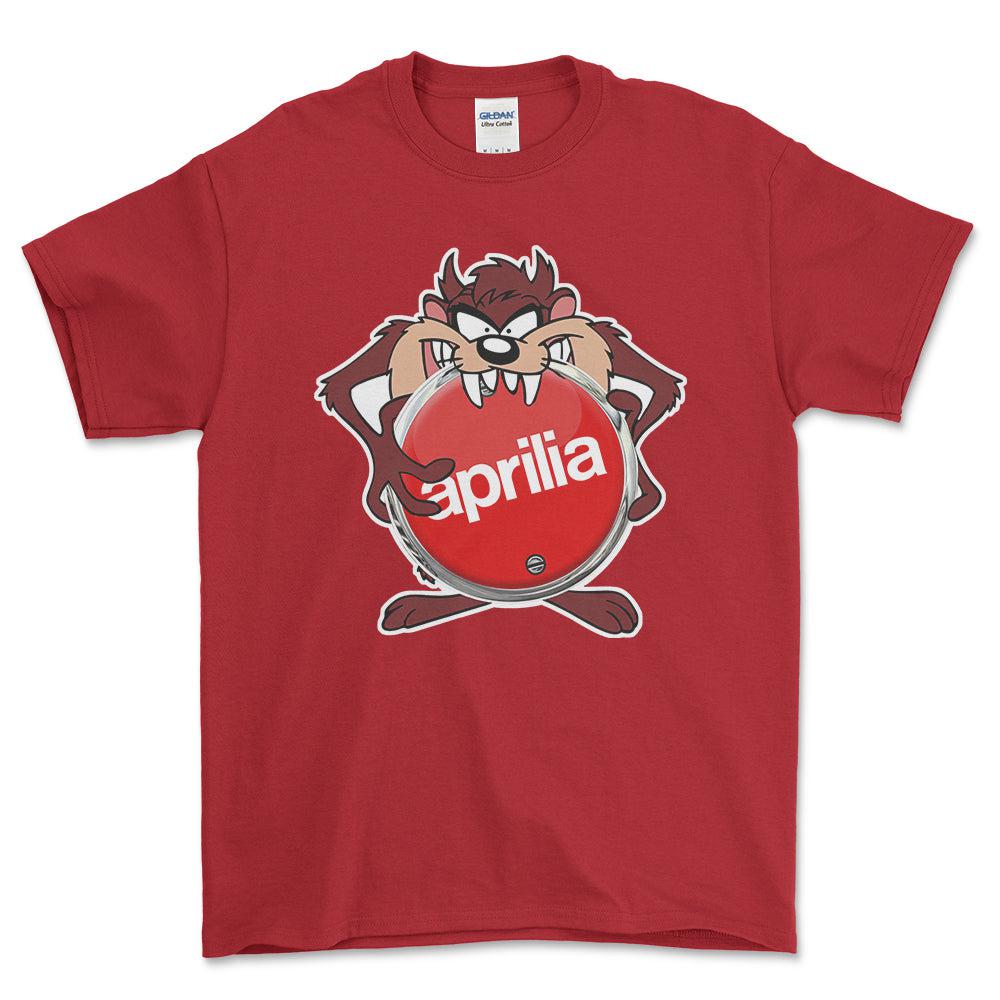 Aprilia TAZ Unisex T-Shirt , Bomuld-Beklædning-Aprilia-Rød-S-Forside-Garage Culture Shop- garage - man cave - merchandise
