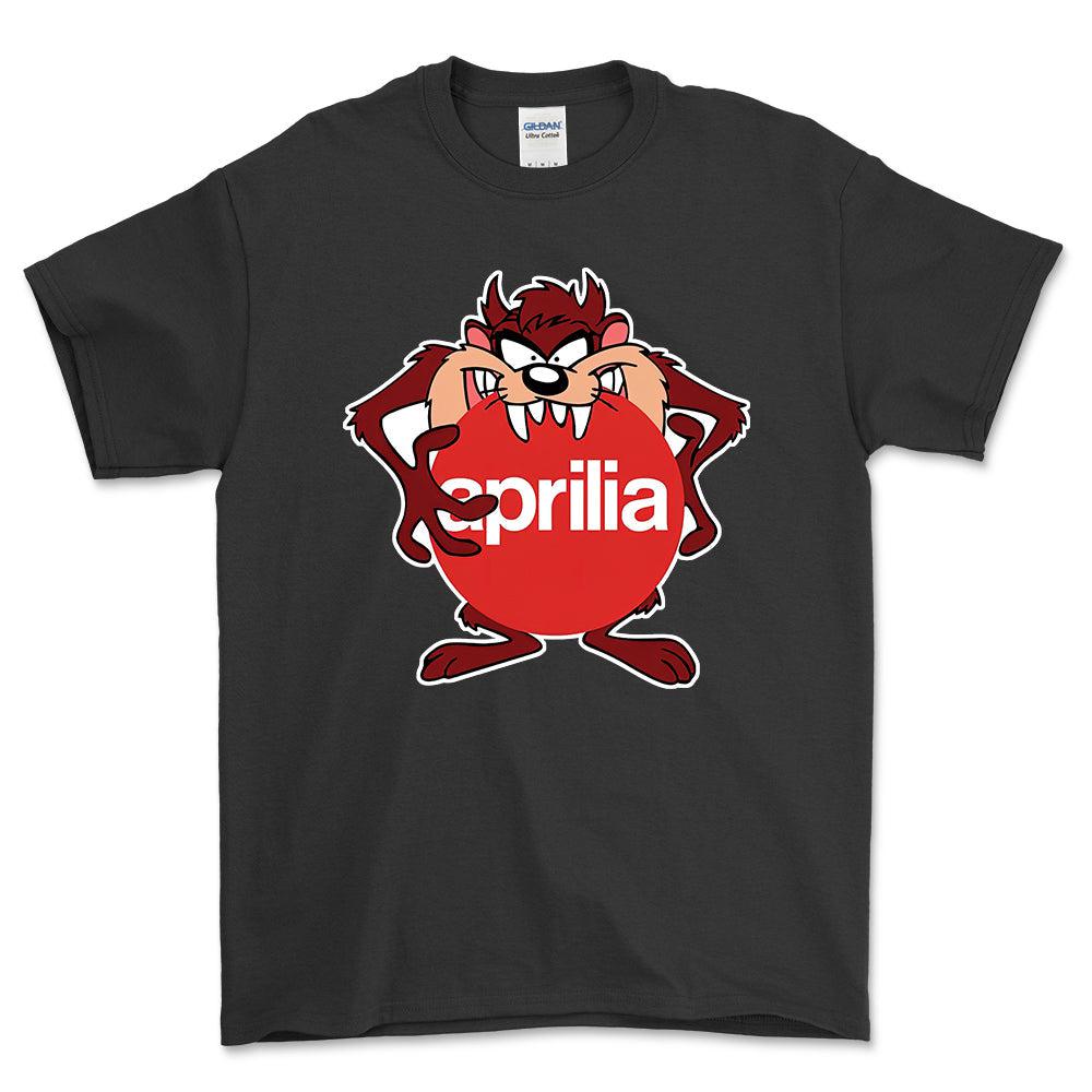 Aprilia TAZ Unisex T-Shirt , Bomuld-Beklædning-Aprilia-Sort-S-Forside-Garage Culture Shop- garage - man cave - merchandise