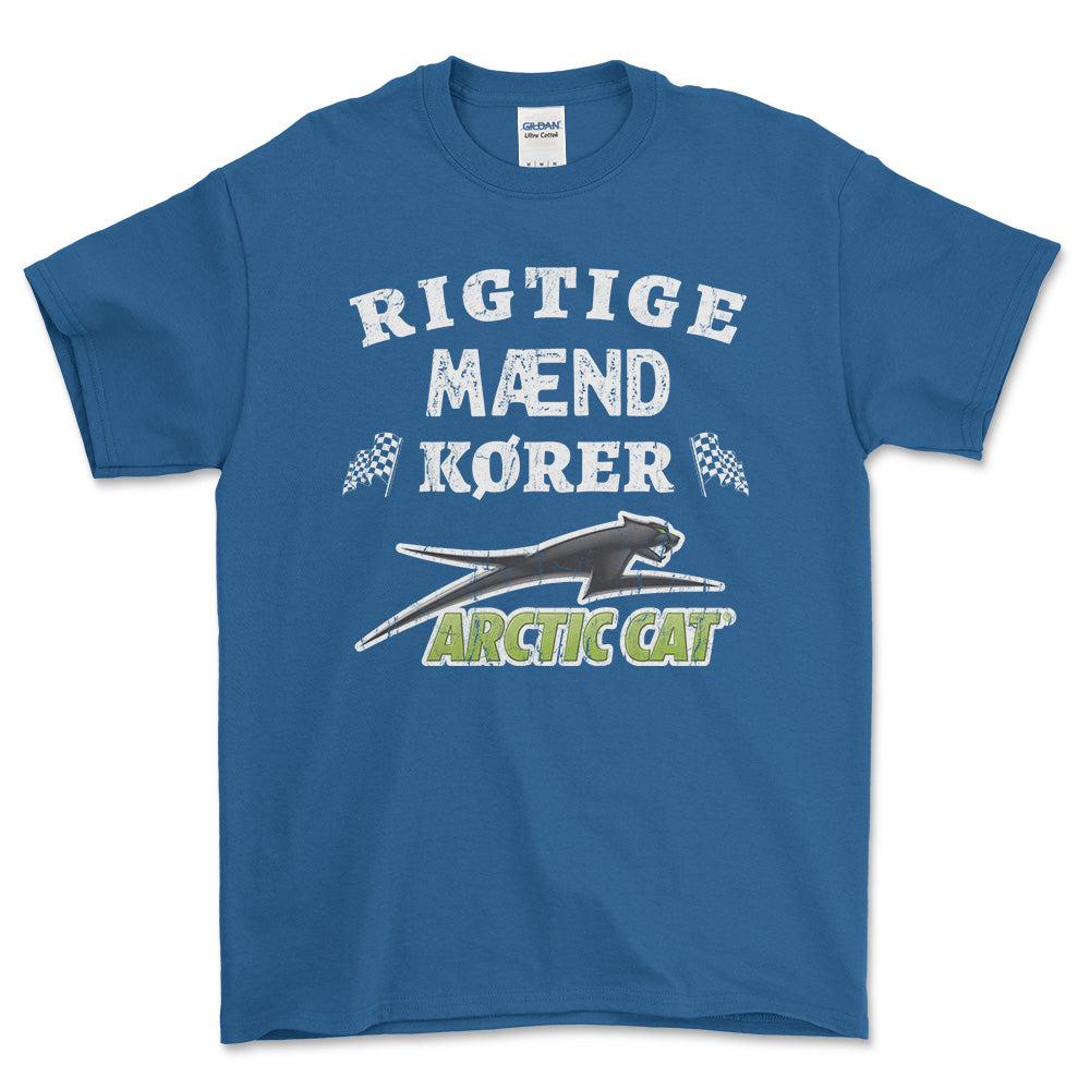 Arctic Cat Rigtige Mænd Kører - Unisex T-Shirt , Bomuld-Beklædning-Arctic Cat-Blå Royal-S-Forside-Garage Culture Shop- garage - man cave - merchandise
