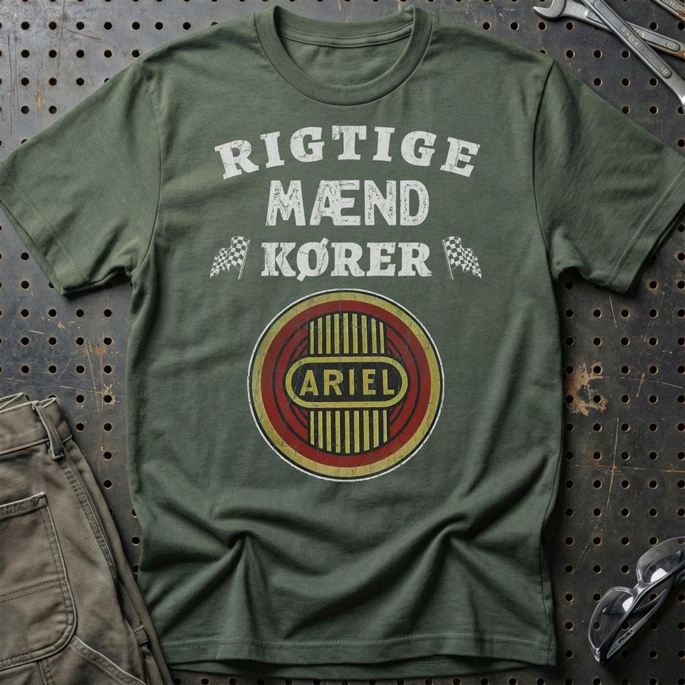 Ariel Rigtige Mænd Kører - Unisex T-Shirt , Bomuld-Beklædning-Ariel-Grøn Militær-S-Garage Culture Shop- garage - man cave - merchandise
