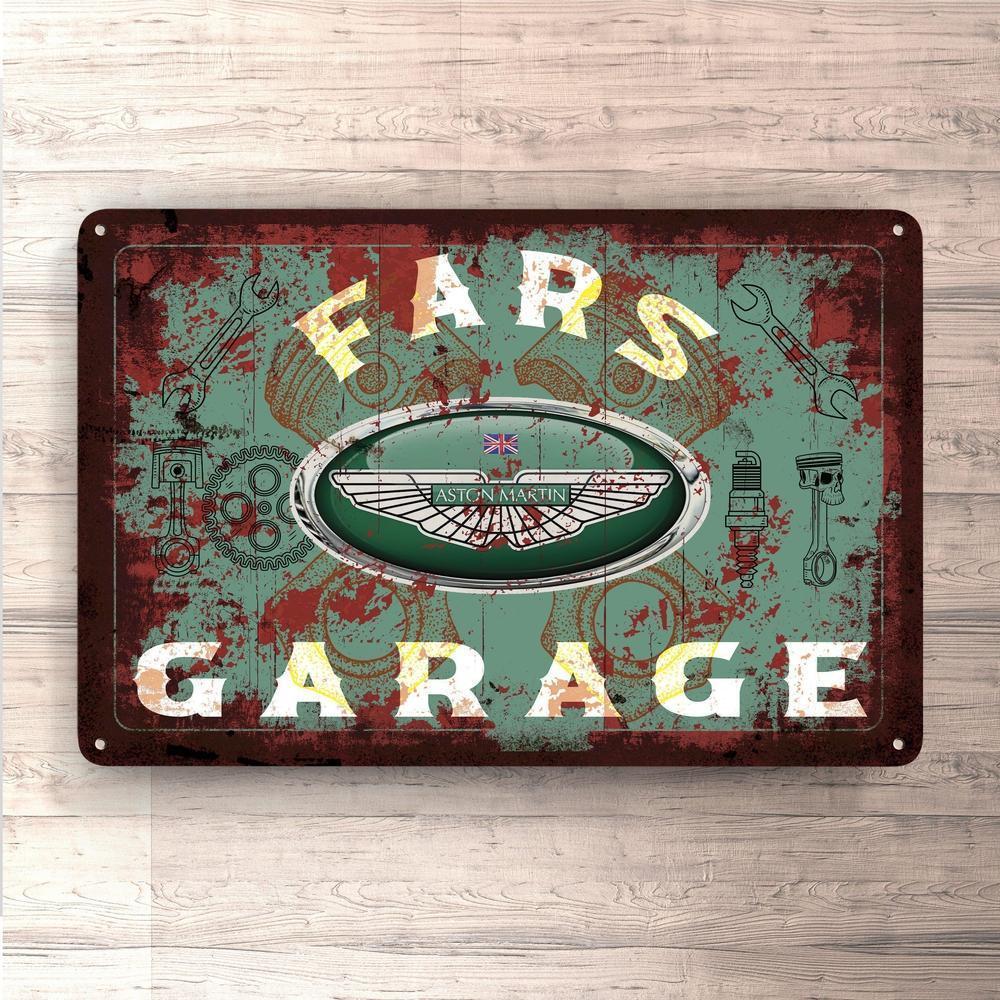Aston Martin Fars Garage Vintage Skilte, Musemåtte, Dørmåtte-Skilte-Aston Martin-Garage Culture Shop- garage - man cave - merchandise