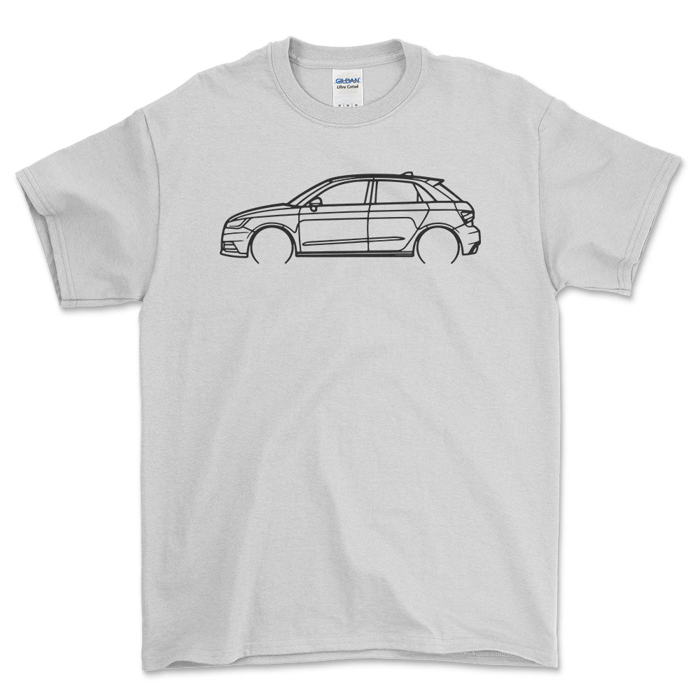 Audi A1 Sportback Outline - Unisex T-Shirt , Bomuld-Beklædning-Audi-Hvid-S-Forside-Garage Culture Shop- garage - man cave - merchandise