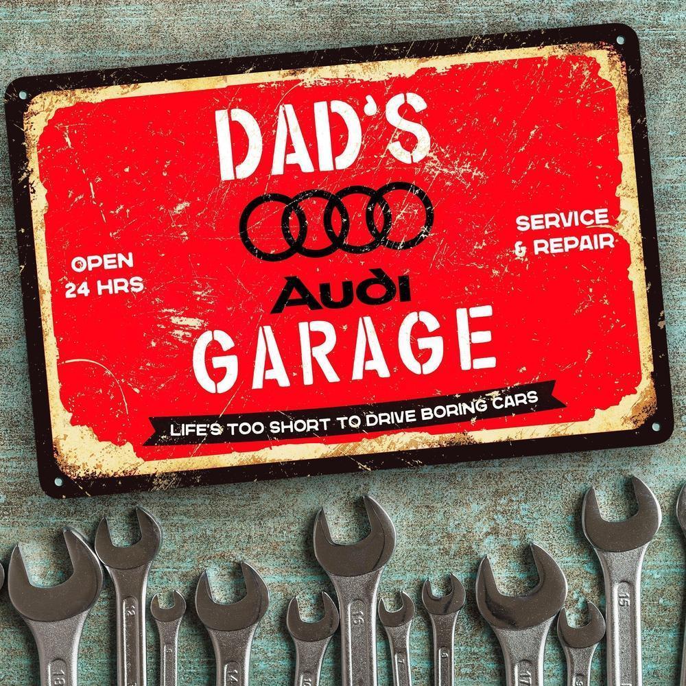 Audi Dads Garage Skilte, Musemåtte, Dørmåtte-Skilte-Audi-Garage Culture Shop- garage - man cave - merchandise