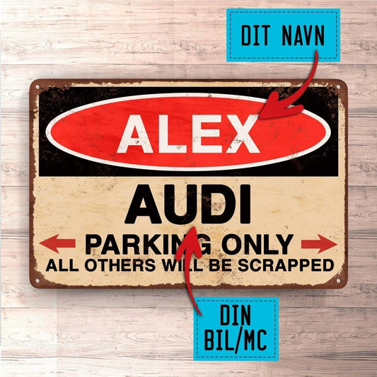 Audi - Parking Only - Skilte, Musemåtte, Dørmåtte , Plakat-Skilte-Audi-Garage Culture Shop- garage - man cave - merchandise