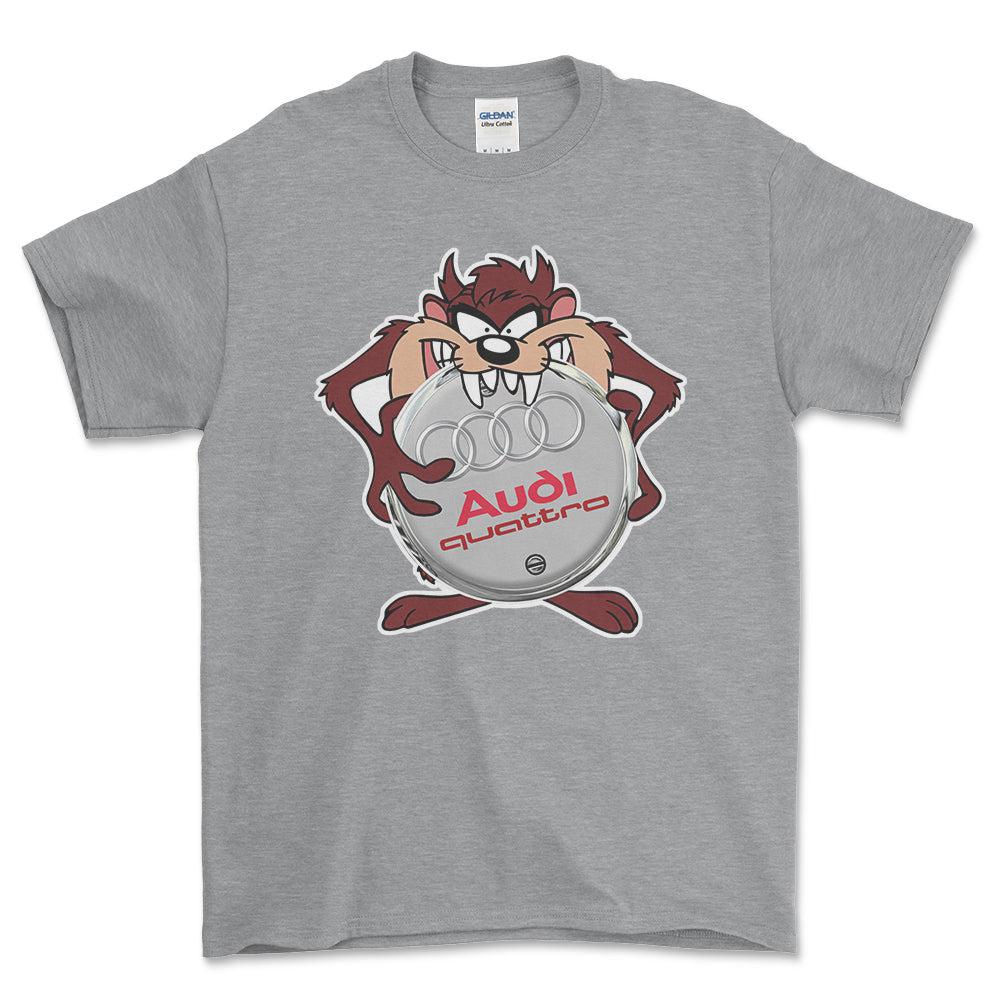 Audi Quattro TAZ Unisex T-Shirt , Bomuld-Beklædning-Audi-Grå Sport-S-Forside-Garage Culture Shop- garage - man cave - merchandise