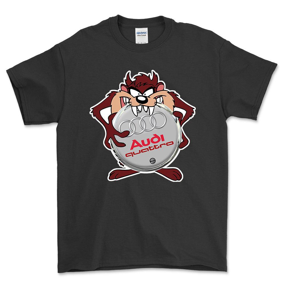 Audi Quattro TAZ Unisex T-Shirt , Bomuld-Beklædning-Audi-Sort-S-Forside-Garage Culture Shop- garage - man cave - merchandise