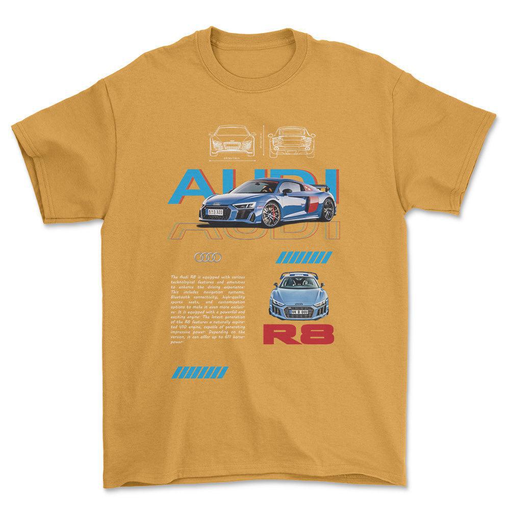 Audi R8 - Unisex T-Shirt , Bomuld-Beklædning-Audi-Guld-S-Forside-Garage Culture Shop- garage - man cave - merchandise