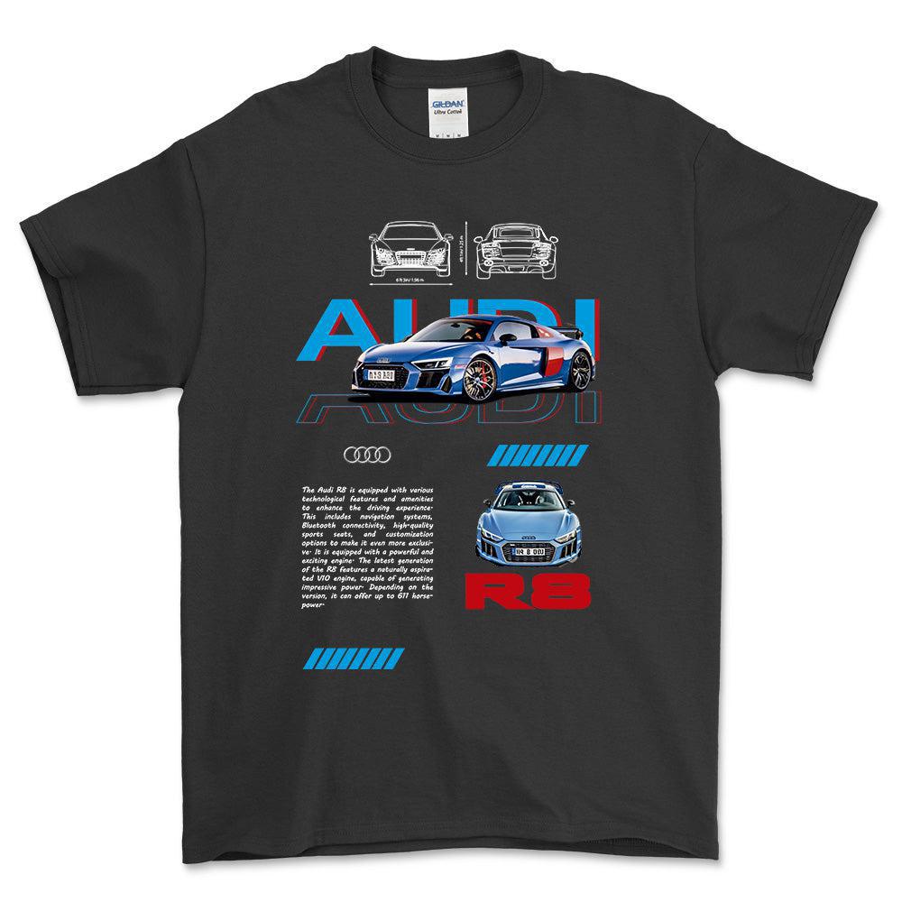 Audi R8 - Unisex T-Shirt , Bomuld-Beklædning-Audi-Sort-S-Forside-Garage Culture Shop- garage - man cave - merchandise