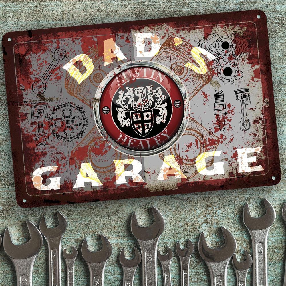 Austin Healey Dads Garage Vintage Skilte, Musemåtte, Dørmåtte , Plakat-Skilte-Austin Healey-Garage Culture Shop- garage - man cave - merchandise