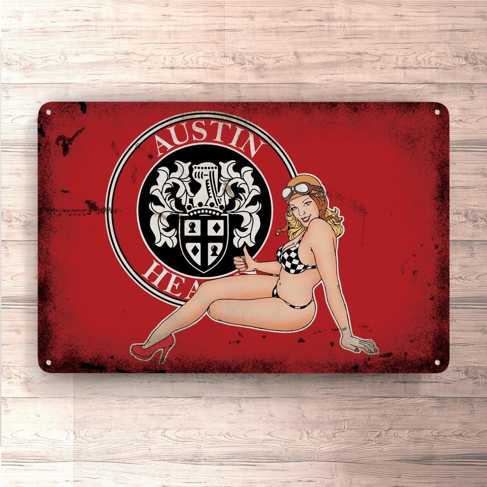 Austin Healey Pin-Up Vintage Skilte, Musemåtte, Dørmåtte-Skilte-Austin Healey-Garage Culture Shop- garage - man cave - merchandise