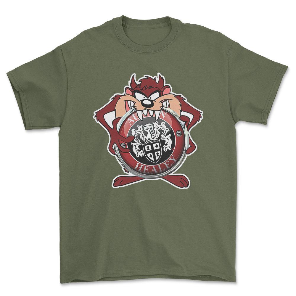 Austin Healey TAZ Unisex T-Shirt , Bomuld-Beklædning-Austin Healey-Grøn Militær-S-Forside-Garage Culture Shop- garage - man cave - merchandise