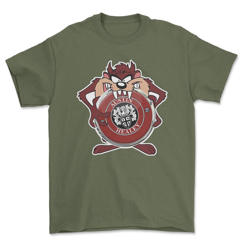 Austin Healey TAZ Unisex T-Shirt , Bomuld-Beklædning-Austin Healey-Grøn Militær-S-Forside-Garage Culture Shop- garage - man cave - merchandise