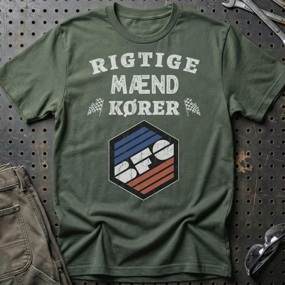 BFG Rigtige Mænd Kører - Unisex T-Shirt , Bomuld-Beklædning-BFG-Grøn Militær-S-Garage Culture Shop- garage - man cave - merchandise