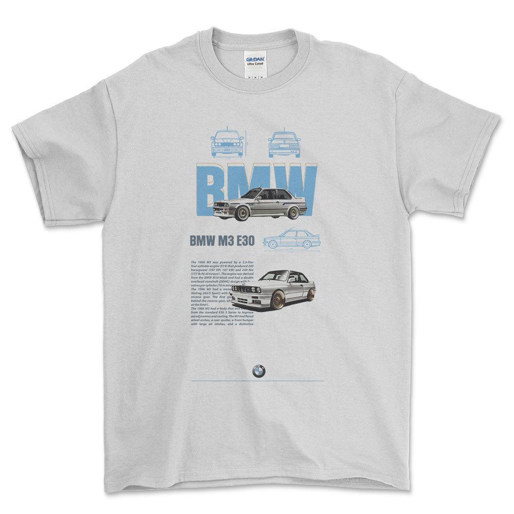 BMW E30 - Unisex T-Shirt , Bomuld-Beklædning-BMW-Hvid-S-Forside-Garage Culture Shop- garage - man cave - merchandise