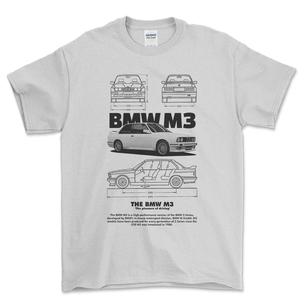 BMW E30 - Unisex T-Shirt , Bomuld-Beklædning-BMW-Hvid-S-Forside-Garage Culture Shop- garage - man cave - merchandise
